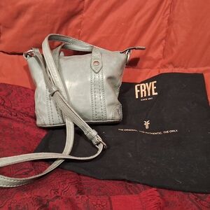 Frye Light Blue Gray Leather Crossbody Bag